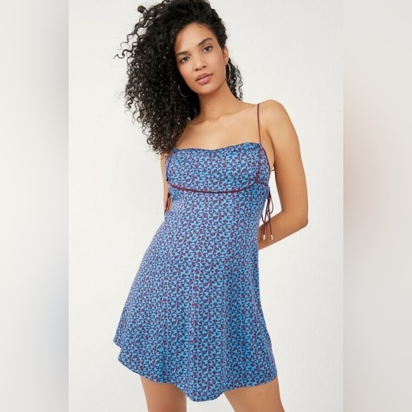 NWT Free People Kai mini dress blue Medium - Picture 2 of 8